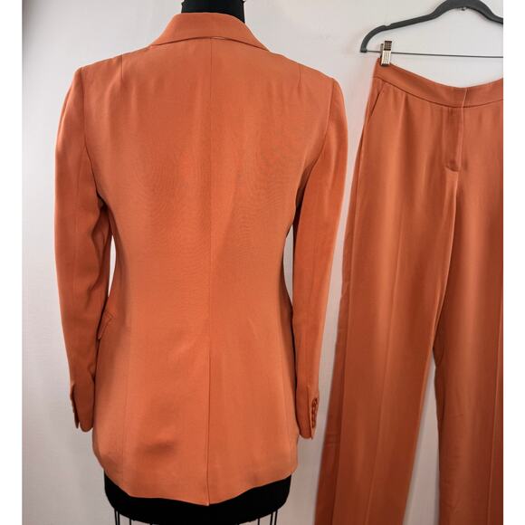 REISS Rust Nuria Tailored Blazer 6 Peak Lapel Slim Straight Pant Full Suit 4 NEW - Picture 5 of 12